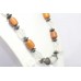 Necklace Antique Old Silver Natural Crystal Amber Gem Stone Women Handmade D228